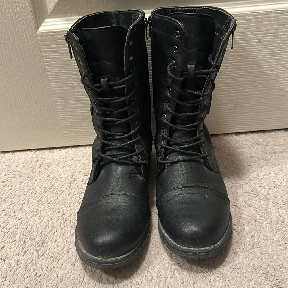 Black combat boots